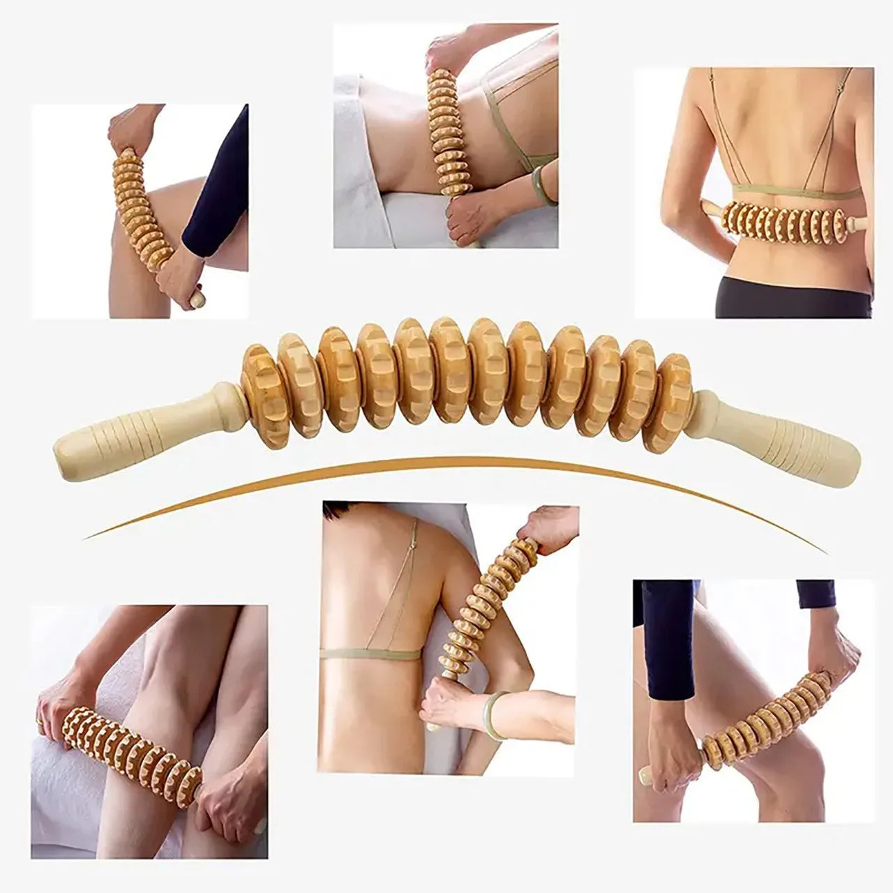 Holz-Massage-Roller für Beine, Rücken & Körperwahrnehmung